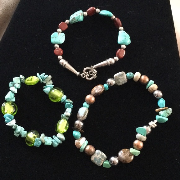 Mixed lot of Turquoise nugget and Stone Bracelets - Picture 6 of 6